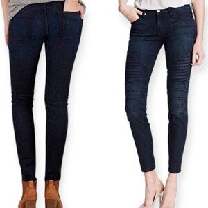 New CURRENT/ELLIOTT The Moto Ankle Skinny Jeans Top Stitch Dark Wash 8 MSRP $268